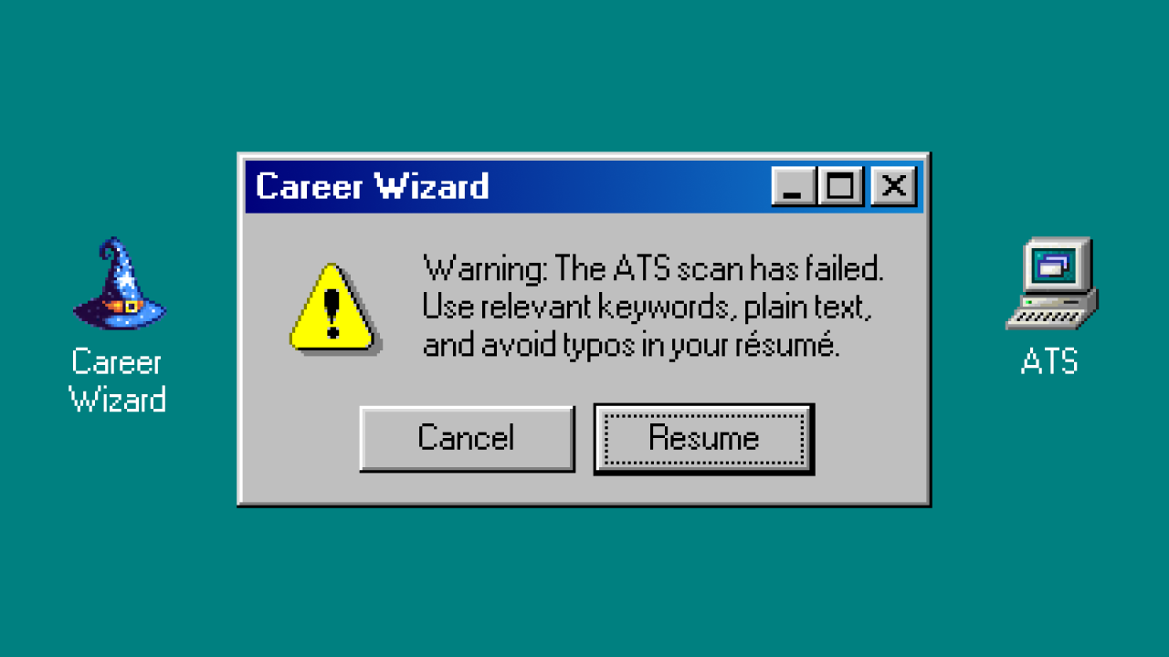 A screenshot of the fictional Career Wizard app shows a message on résumé writing best practices.